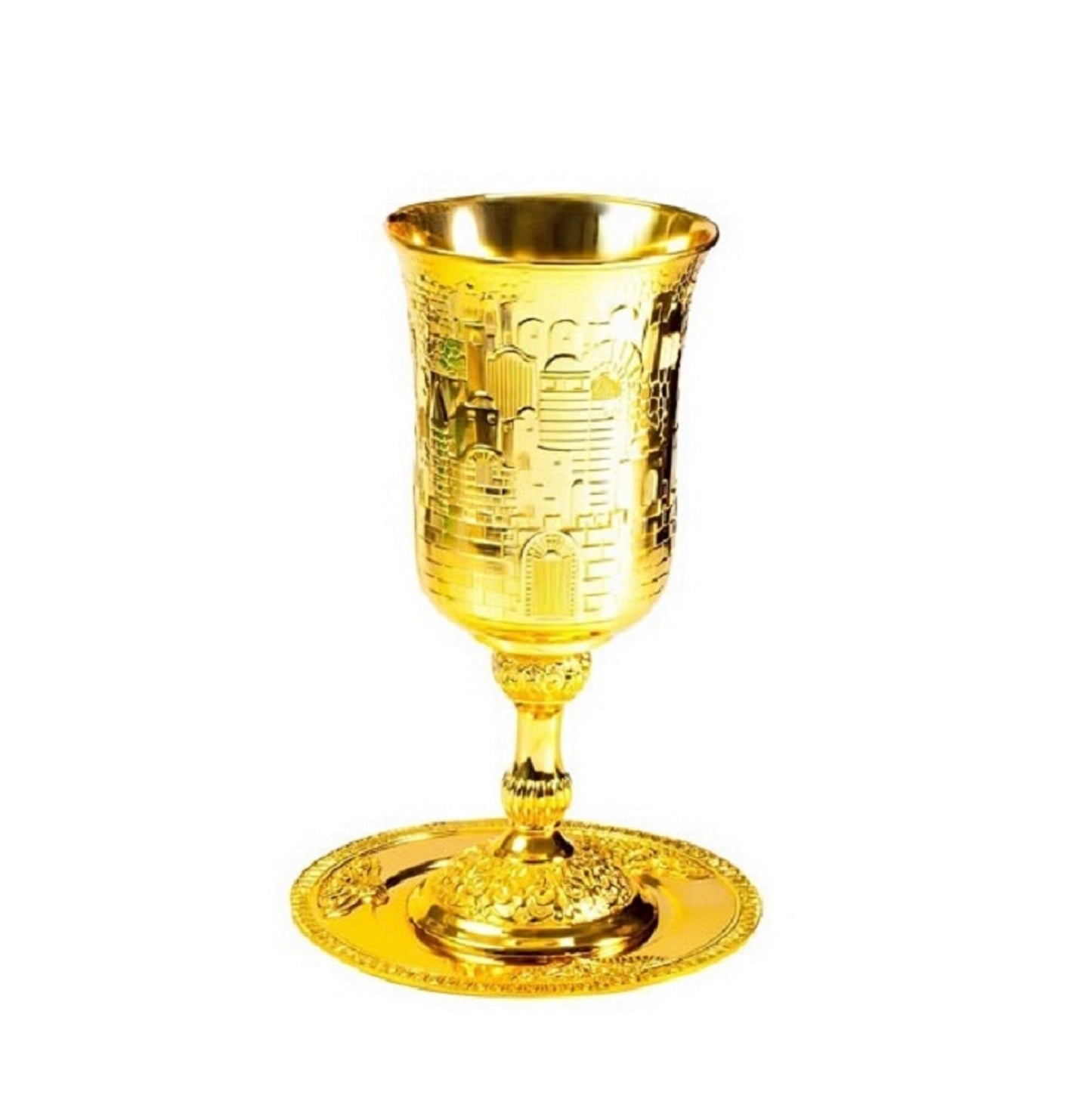 Big Kiddush Cup Elijah the prophet Gold Plated,Passover Elijah Cup