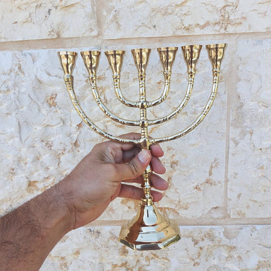 Seven Branches Menorah 10 Inches Height Brass/Copper Made