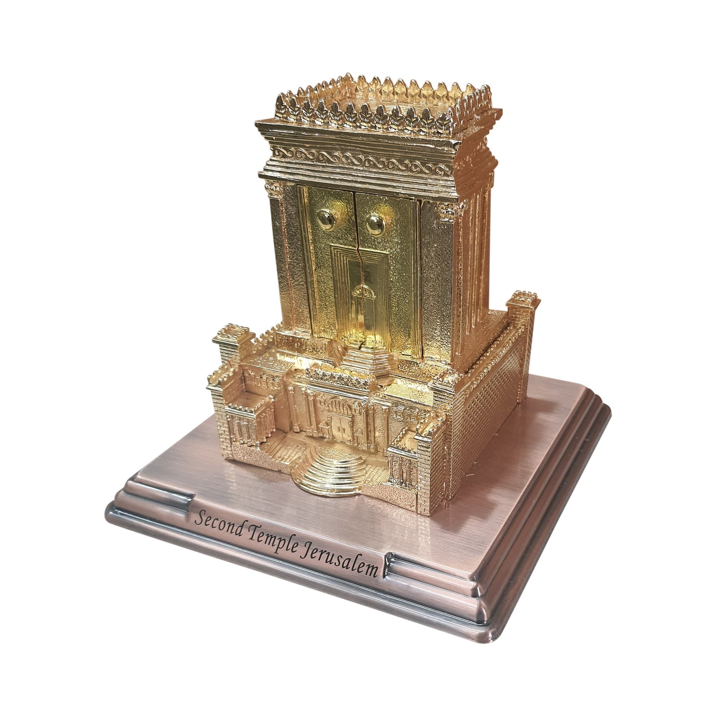 Jerusalem Holy Temple Replica, Metal Model Gold Tone Plated Judaica Gift From Israel