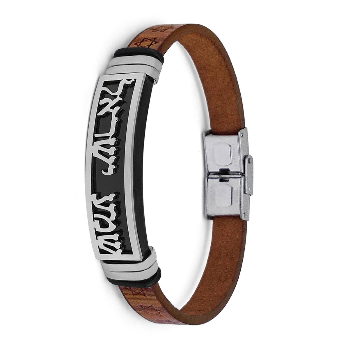 Shema Israel Hebrew Prayer  Genuine Leather Bracelet With Star Of David, **FAST shipping in USA 2-5**