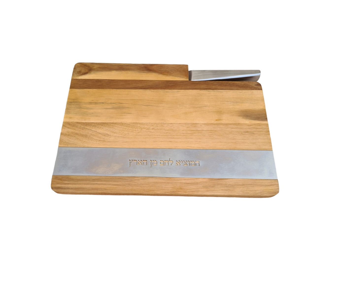 Challa Cutting Board, Wood Bread Board With Bread Knife For Shabbat