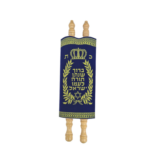 Handmade Hebrew Torah Scroll Jewish Bible With Olive wood Handles Synagogue Judaica 14 Inch / 35 Cm Long