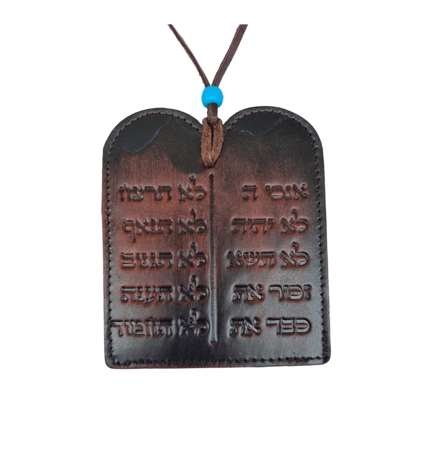 10 Commandments Jewish Leather Plate For Wall Hanging