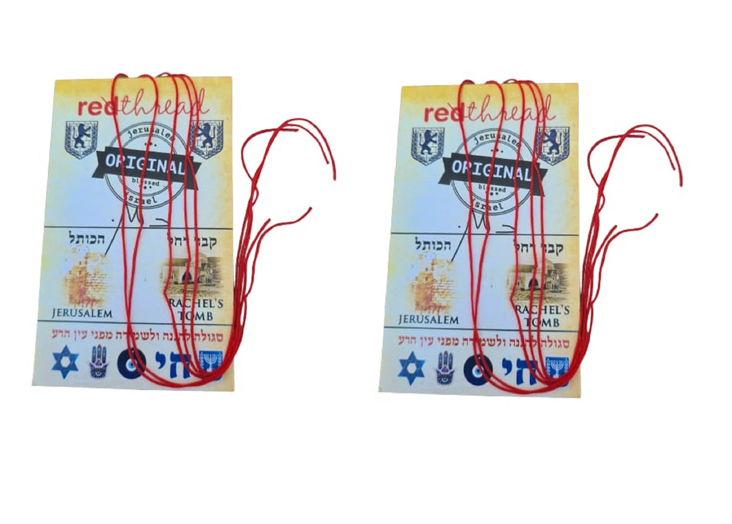 2 pack of 5 Thin Jerusalem KABALLAH red string evil eye protector