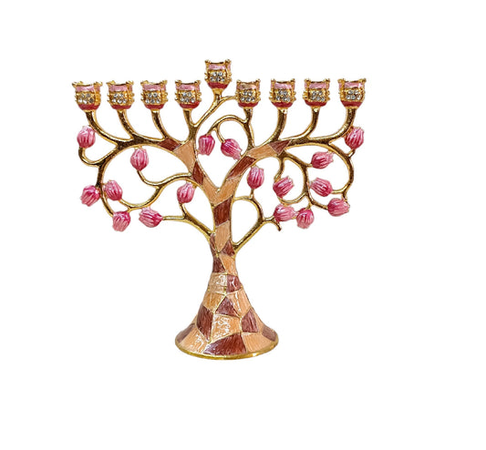 Hanukkah Menorah 6.3 Inch Height Decorated With Enamel