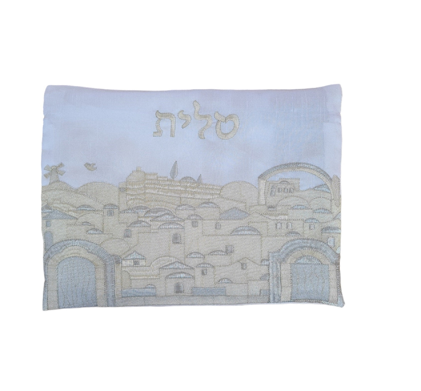 Tallit Prayer Shawl For Women 100% Kosher Embroidered With The View Of Jerusalem Include Matching Bag & yarmulka