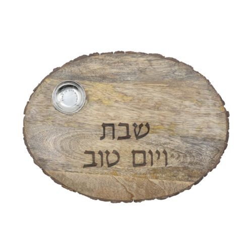 Challah Board, Wood Bread Board From Acacia Wood For Shabbat