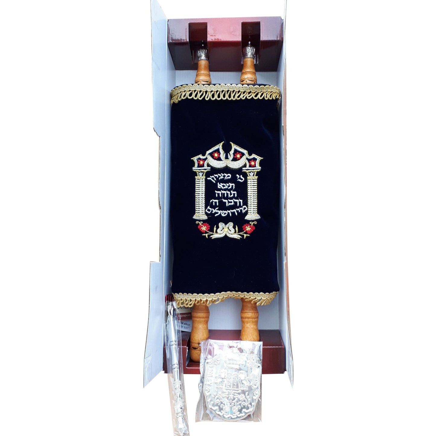 Big Judaica Beautiful Sefer Torah Scroll Hebrew Jewish Bible Big Size 48 CM + Pointer (YAD)