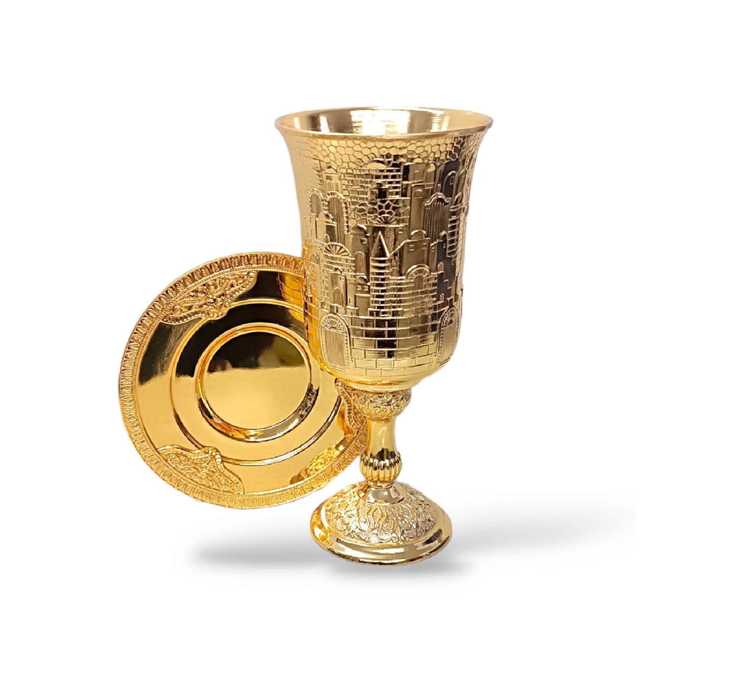 Big Kiddush Cup Elijah the prophet Gold Plated,Passover Elijah Cup