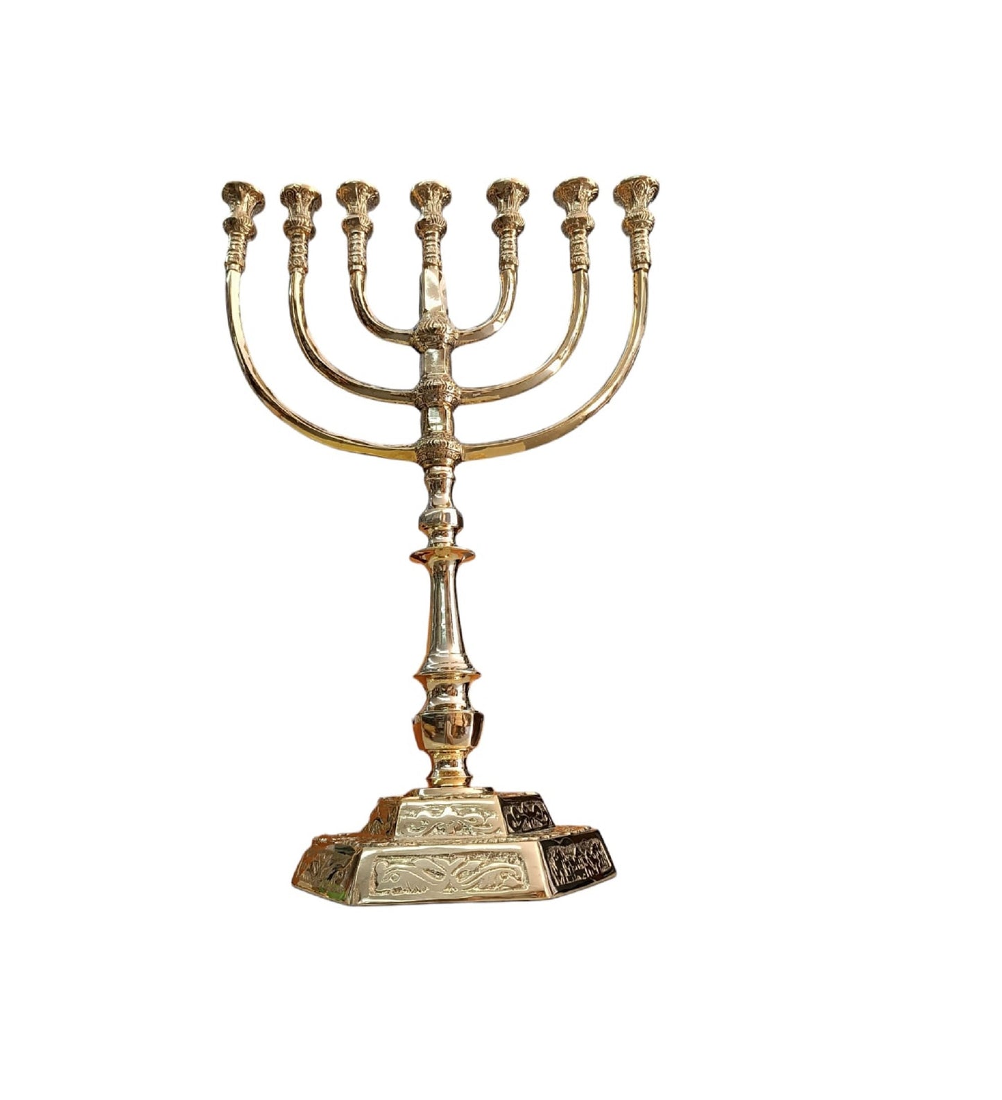 Big & Amazing Jerusalem Temple 7 Branch Menorah 18 Inch Height Made Of Brass Copper