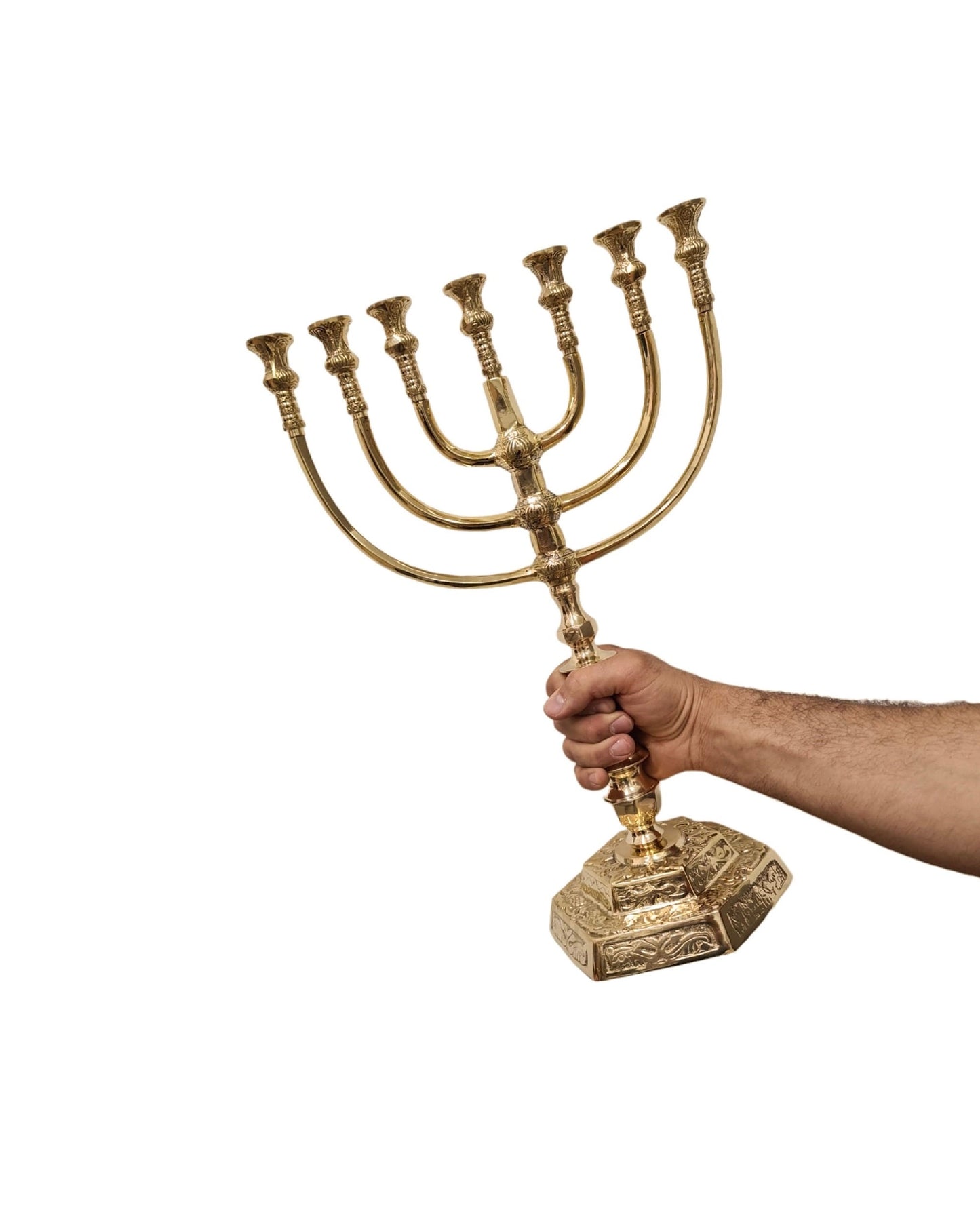 Big & Amazing Jerusalem Temple 7 Branch Menorah 18 Inch Height Made Of Brass Copper