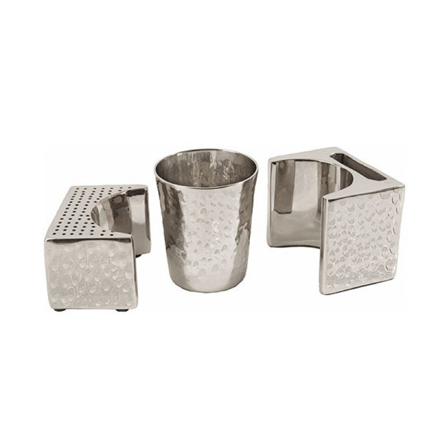 Havdalah Set  Hammer Work 3 parts - Silver Judaica Nickel havdalah set