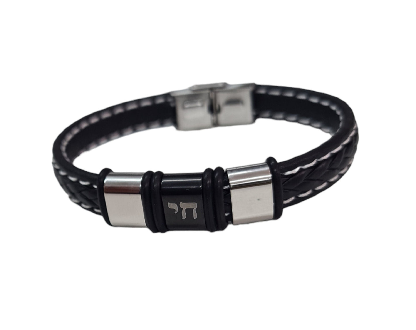 Chai Genuine Leather Hebrew Bracelet