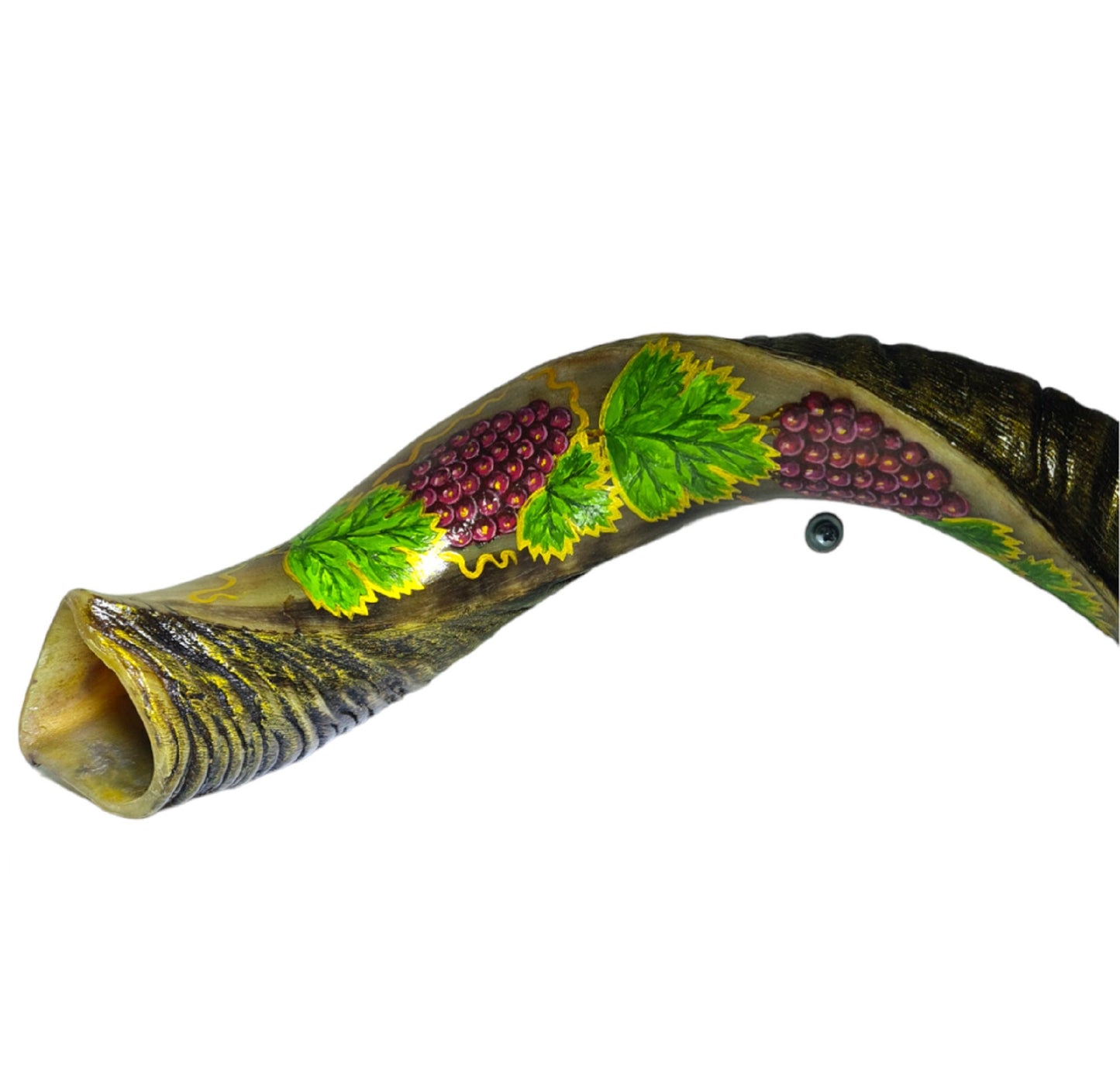 Yemenite Kudu Horn Shofar 38-40 Inch Painted with Grapes And Old City Of Jerusalem ** Amazing Piece Of Art **