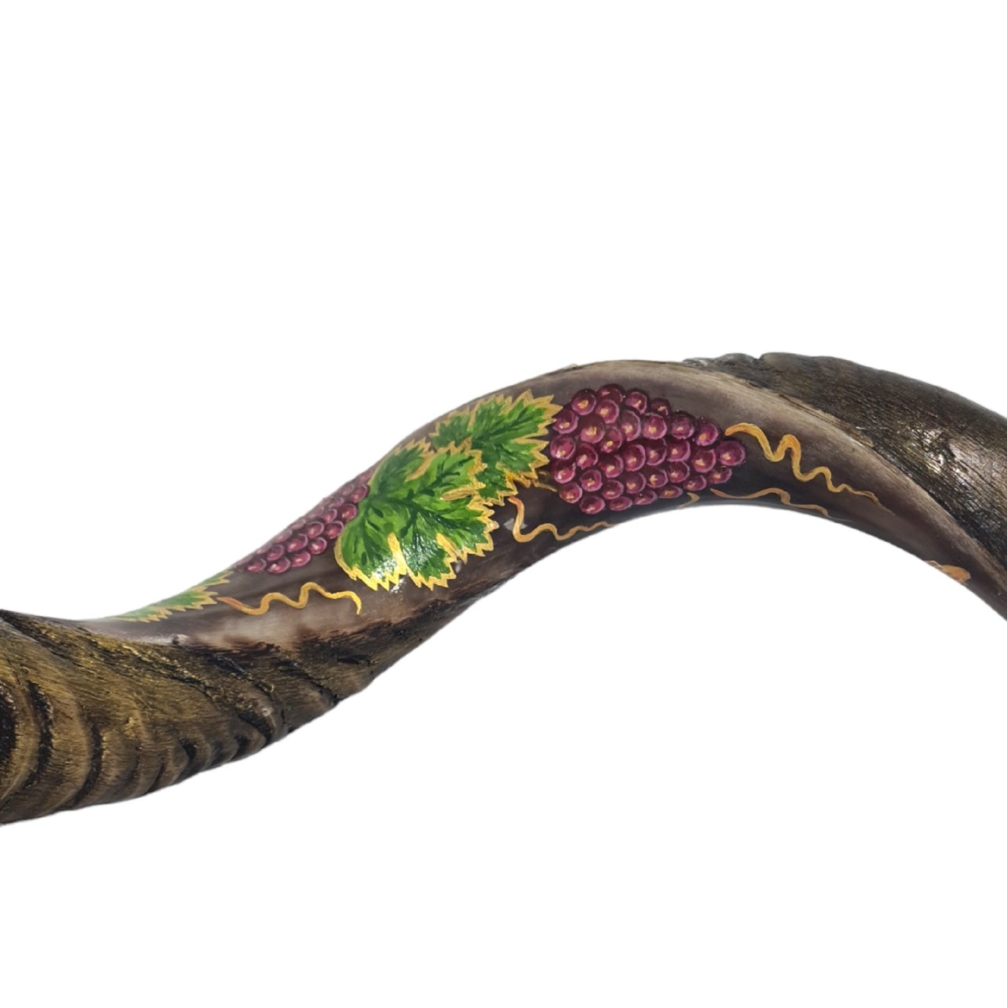 Yemenite Kudu Horn Shofar 38-40 Inch Painted with Grapes And Old City Of Jerusalem ** Amazing Piece Of Art **