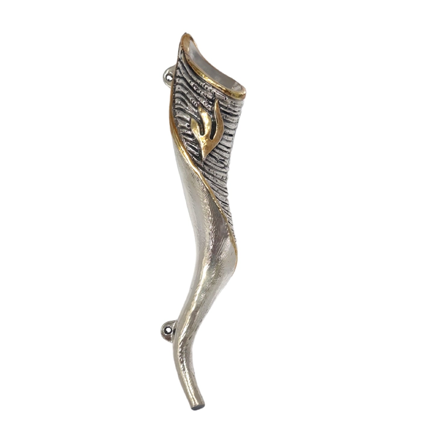 Unique Mezuzah Case - Shofar Shape Silver Coated up to 12 cm Scroll