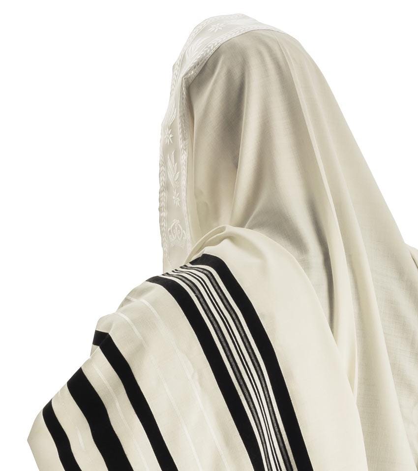 100% Wool Tallit Bar Mitzvah / Wedding Tallit Kosher Prayer Shawl, Black Stripes Tallis Made In Israel