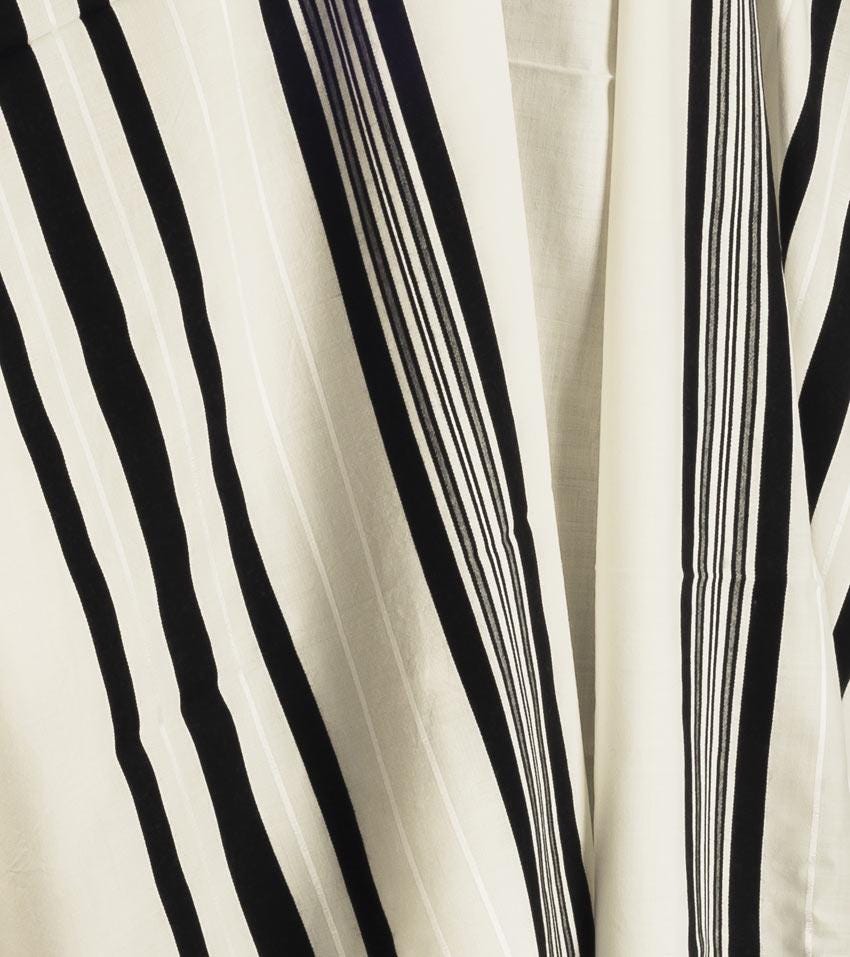 100% Wool Tallit Bar Mitzvah / Wedding Tallit Kosher Prayer Shawl, Black Stripes Tallis Made In Israel