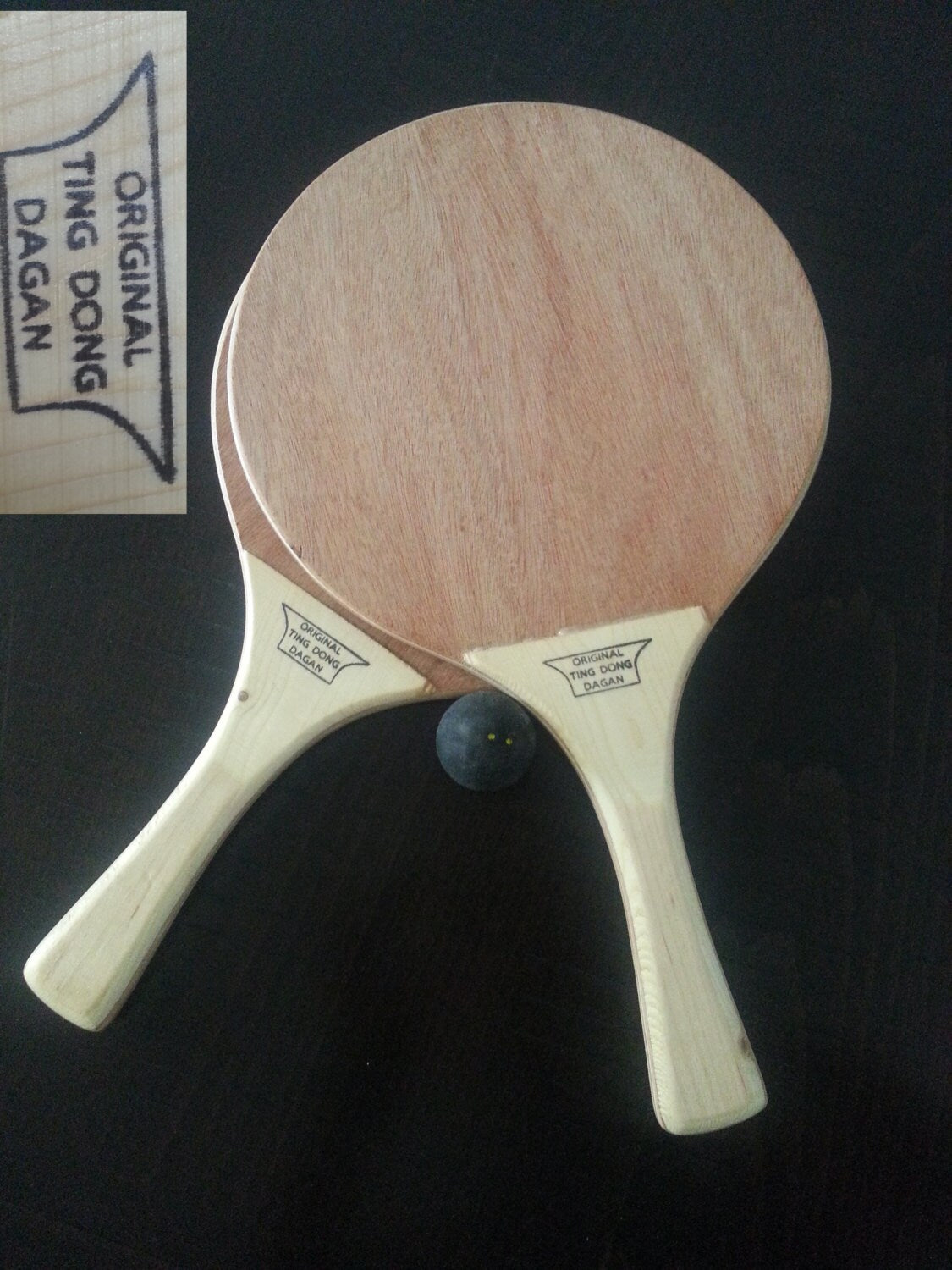 Racquet Paddles Matkot Beach Game Original TING-DONG 2  Made In Israel + 2 Balls