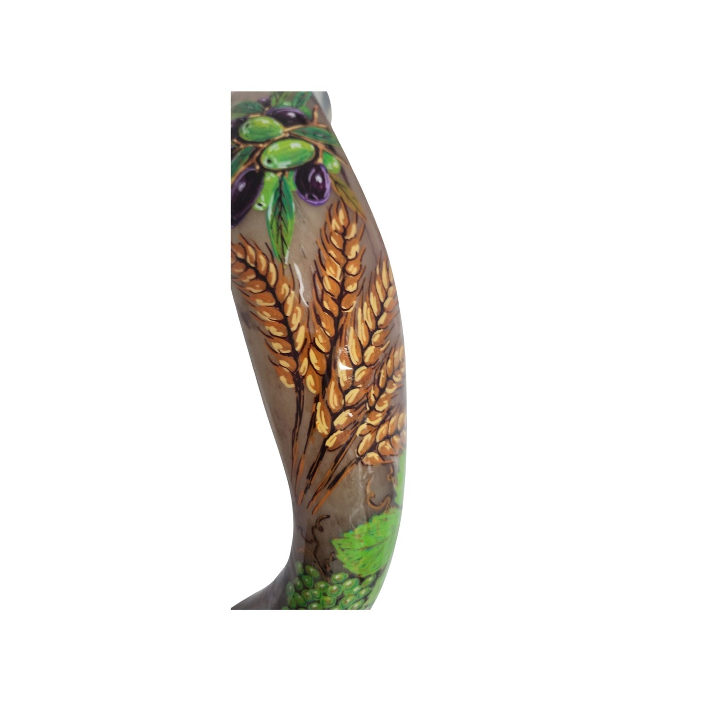 Hand Painted Yemenite Shofar with Seven Species Artwork – Authentic Kosher Shofar from Israel