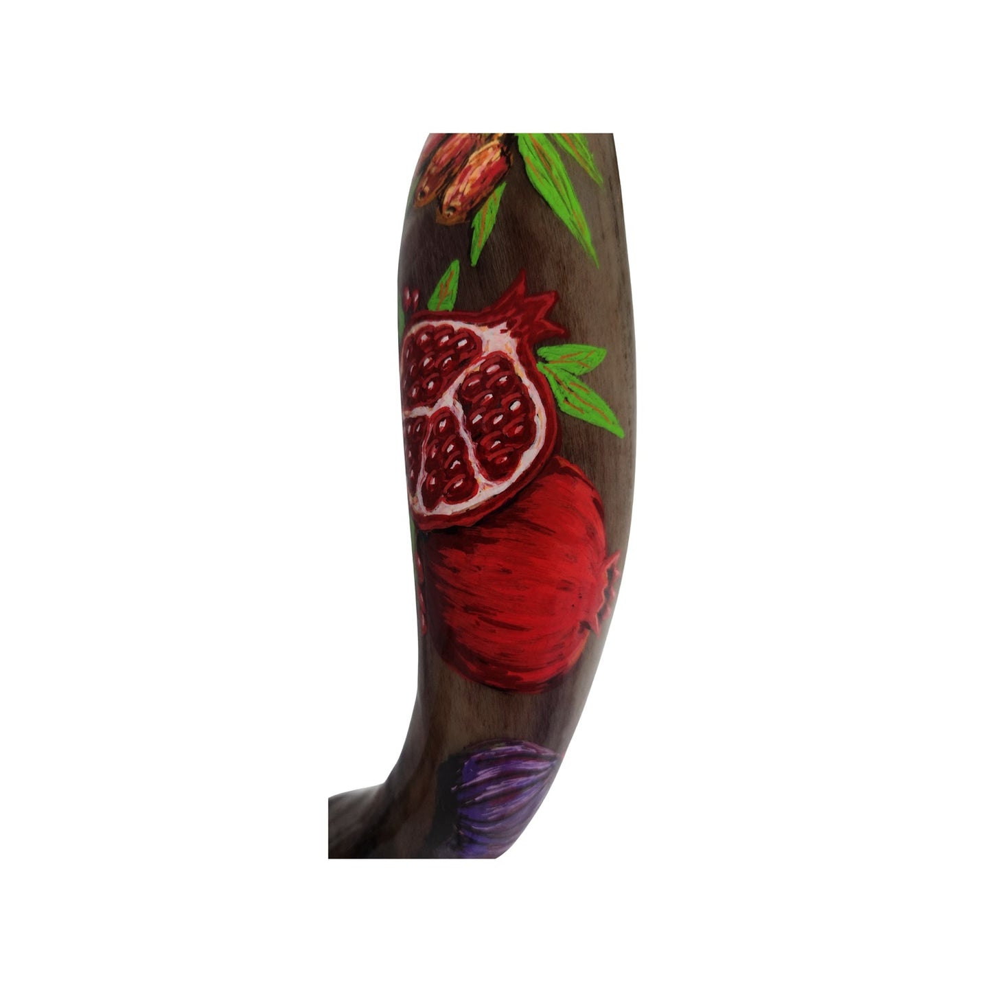 Hand Painted Yemenite Shofar with Seven Species Artwork – Authentic Kosher Shofar from Israel