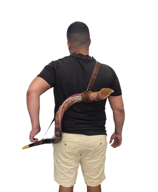 Kudu Horn Shofar Carrying Strap, Shofar Belt - From Imitation Leather  (shofar not included) Adjustable Size