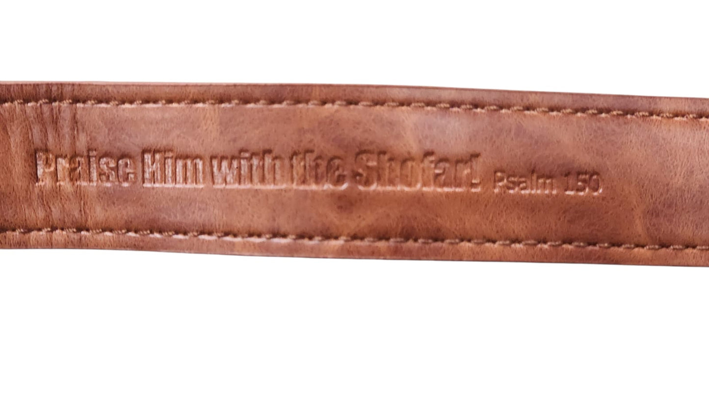 Kudu Horn Shofar Carrying Strap, Shofar Belt - From Imitation Leather  (shofar not included) Adjustable Size