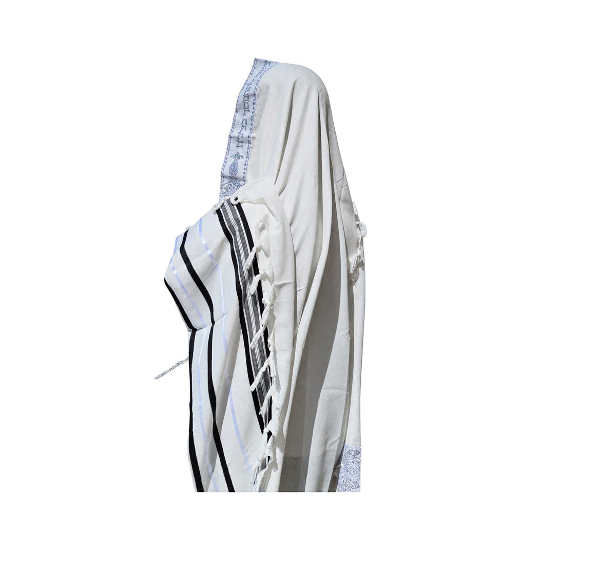 Jewish Kosher Tallit For Men Bar Mitzvah / Wedding Prayer Shawl, Black/Silver  Stripes Tallis Made In Israel