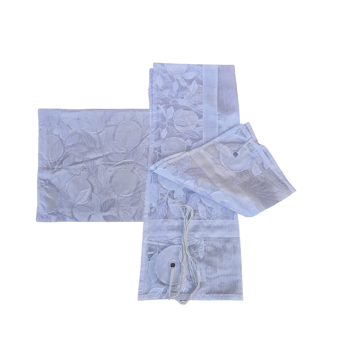 Tallit Prayer Shawl 100% Kosher Embroidered With Pomegranates  Include Matching Bag
